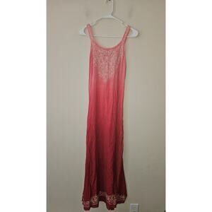 L Pogee Embroidered Maxi Dress Pink Ombre Flowy Women's One Size See Measurement